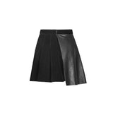Black Pleated Stitching Half Skirt
