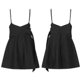Punk pretend Waist sealing with tight-waist braces overskirt