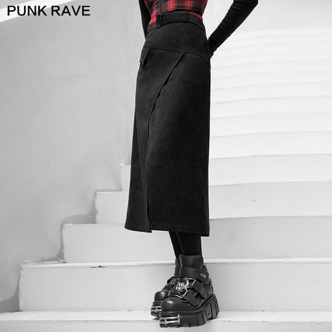 "PUNK" series high waist A shape mid-length skirt