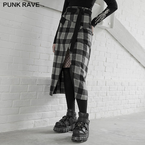 "PUNK" series high waist A shape mid-length skirt