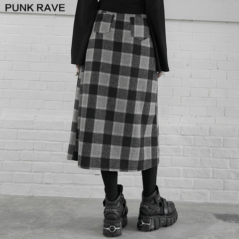 "PUNK" series high waist A shape mid-length skirt