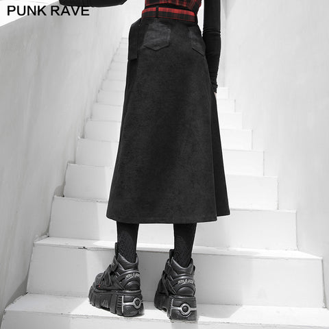 "PUNK" series high waist A shape mid-length skirt