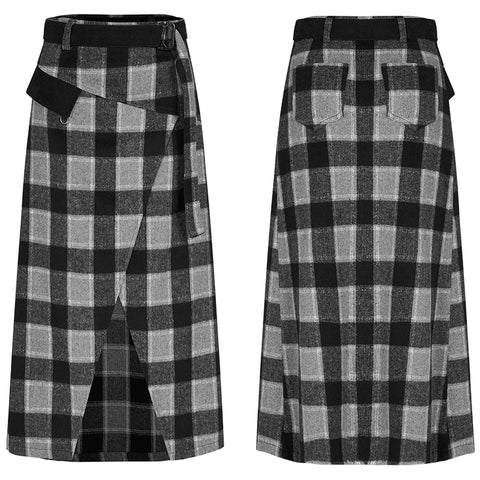 "PUNK" series high waist A shape mid-length skirt