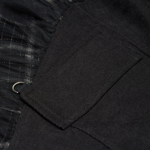 "PUNK" series mesh stitched plaid high-waisted skirt