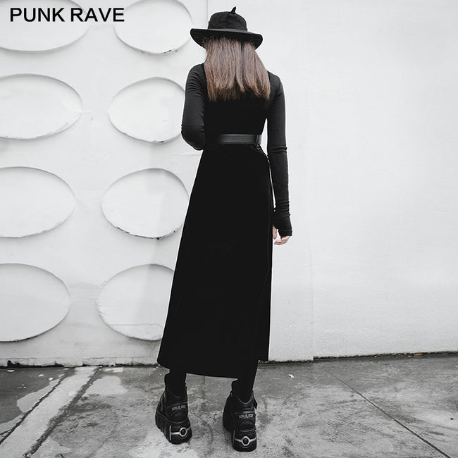 "PUNK" series velvet suspender double high-waisted dress