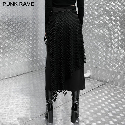 "Electronic Bionic" stitched straight high waist skirt