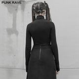 Punk cross-shoulder strap long sleeve T-shirt
