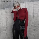 Collor padded shoulders Slim long sleeve t-shirt