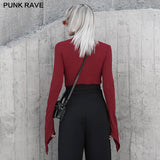 Collor padded shoulders Slim long sleeve t-shirt