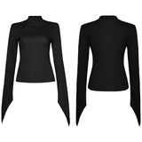 Collor padded shoulders Slim long sleeve t-shirt
