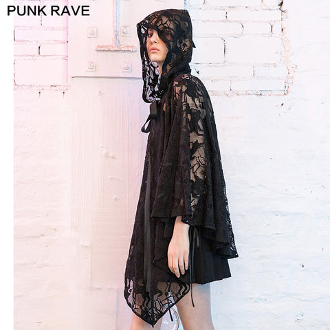 Deer pattern brooch decoration Hood cape style lace coat