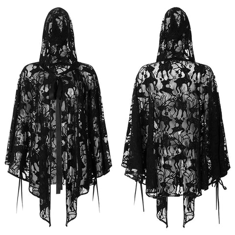 Deer pattern brooch decoration Hood cape style lace coat