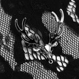 Deer pattern brooch decoration Hood cape style lace coat