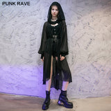 long Pointed cap pleat chiffon coat