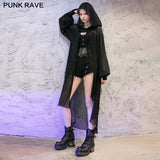 long Pointed cap pleat chiffon coat