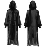 long Pointed cap pleat chiffon coat