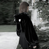 Cute ears drawstring cap short coat