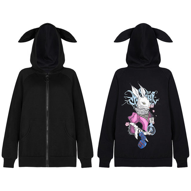 Dark rabbit print coat