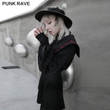 Navy collar embroidered short coat
