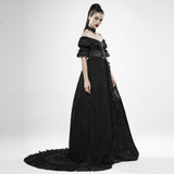 Black feather off shoulder dress