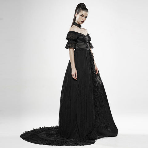Black feather off shoulder dress