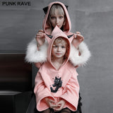 Cat print loose plus velvet sweater