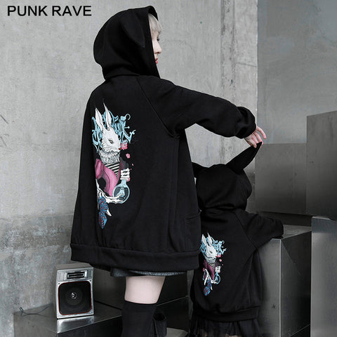 Dark rabbit print coat