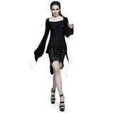 Asymmetric Hem Square Collar Feminine Gothic T-shirts
