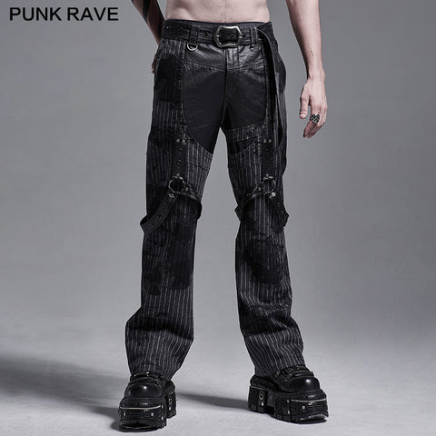 PUNK print striped Loose straight pants