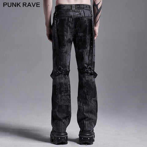 PUNK print striped Loose straight pants