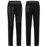 Dark Elastic Woven Long Pants