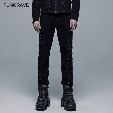 Goth Elastic Woven Long Pants