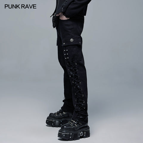 Goth Elastic Woven Long Pants