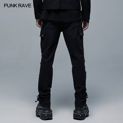 Goth Elastic Woven Long Pants