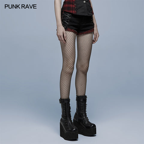 Punk elastic red and black shorts