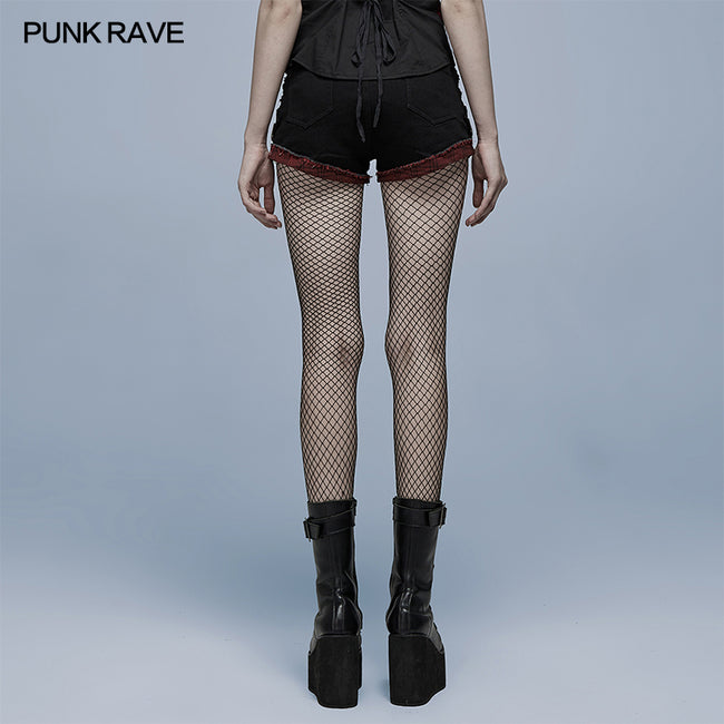 Punk elastic red and black shorts