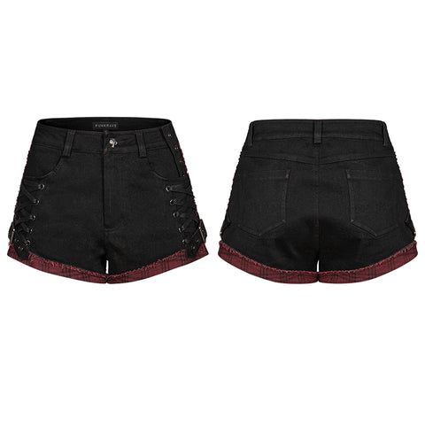 Punk elastic red and black shorts