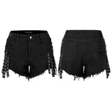 Gothic contrast color ragged jeans