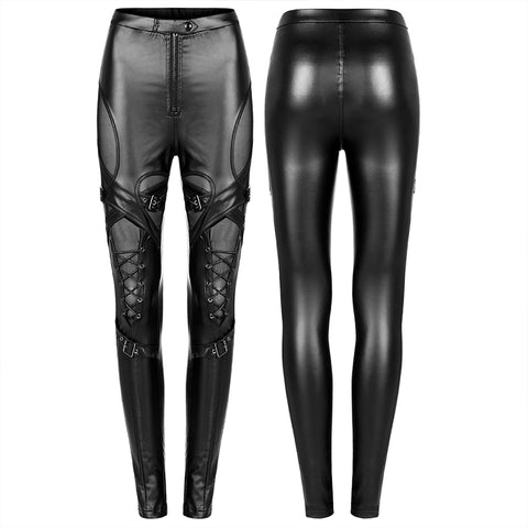 Goth skinny imitation leather pants