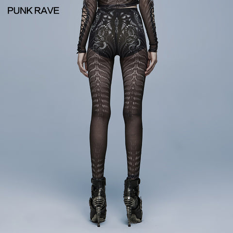 Goth skinny skeleton print Leggings