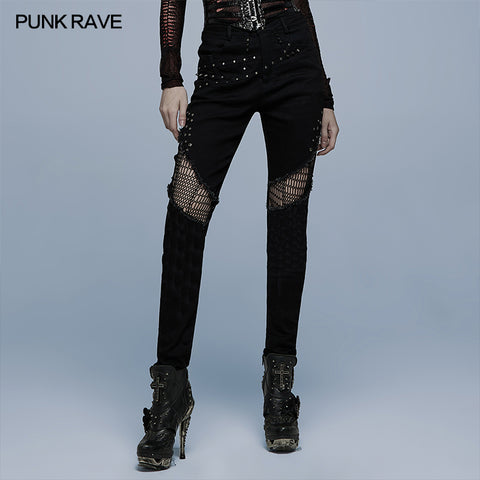 Punk heavy metal denim trousers