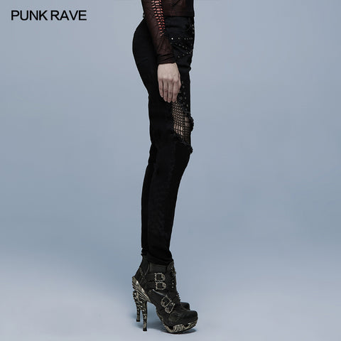 Punk heavy metal denim trousers