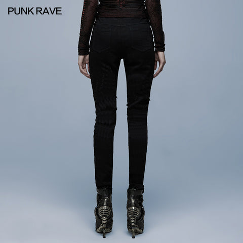 Punk heavy metal denim trousers