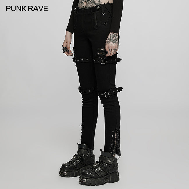 Punk handsome low waist tight fit pants