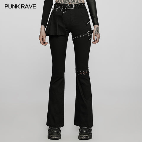 Medium low waist punk flared pants