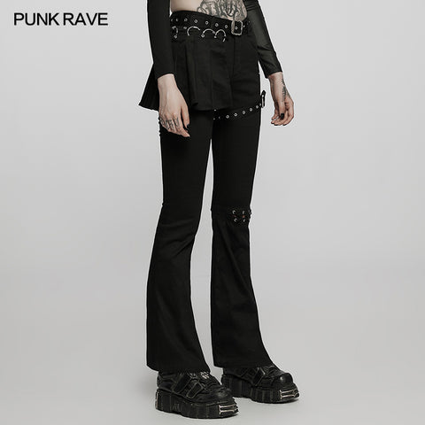 Medium low waist punk flared pants