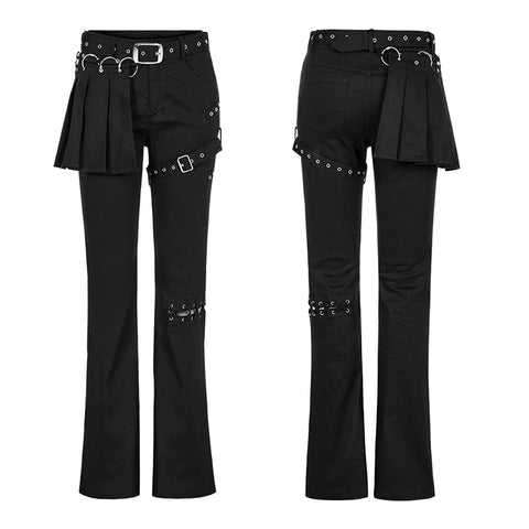 Medium low waist punk flared pants