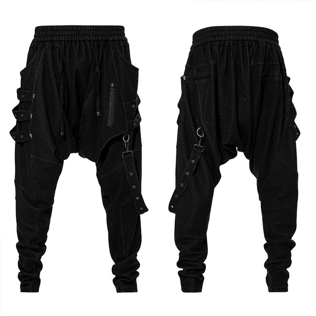 Post-apocalyptic style loose crotch pants