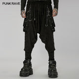 Dark loose crotch pants