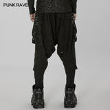 Dark loose crotch pants